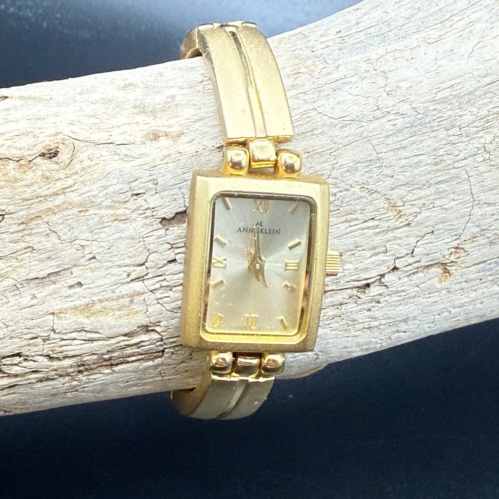 Anne Klein Womens Gold Tone Rectangular Dial Bangle Bracelet Watch 10/5404 753H